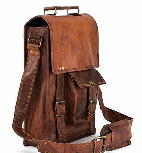 New 18" Brown Vintage Leather Men's Laptop Bag LARGE Satchel Messenger Briefcase