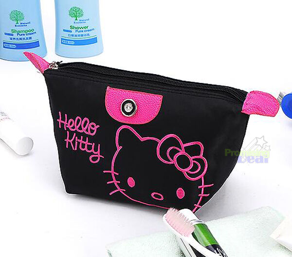 Cute Women Girls Pencil Pen Case Cosmetic Makeup Bag Accessory Organizer Black