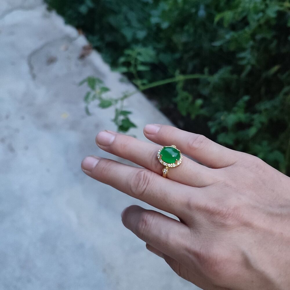 Rings Men Women Jewellery Gift Adjustable Dimension Metallic Artificial green