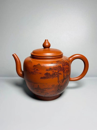 Chinese Yixing Zisha Clay Handmade Exquisite Teapot （全手工山水画 底款：周桂珍）