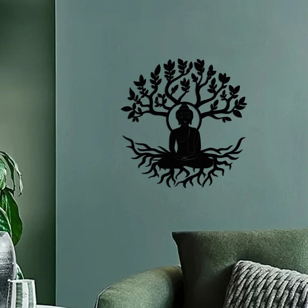 1pc Metal Wall Decor, Buddhism Theme Decor Wall Art Decorations Bedroom Decor