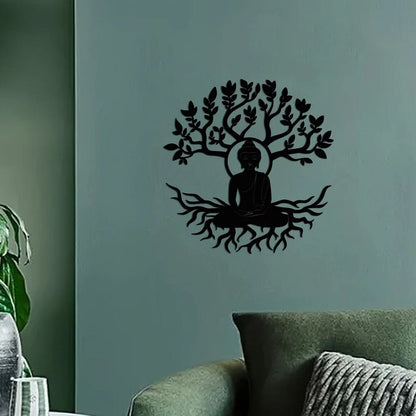 1pc Metal Wall Decor, Buddhism Theme Decor Wall Art Decorations Bedroom Decor