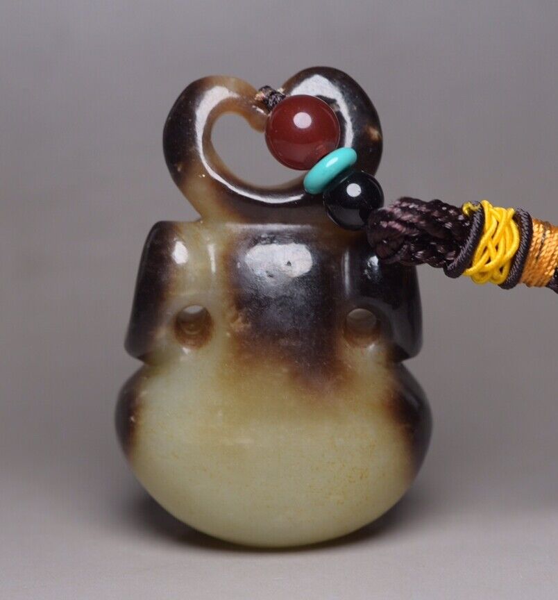 Chinese Antique Natural Hetian Jade Carved Exquisite Statue Pendant Jewelry Rare