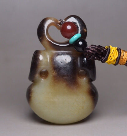 Chinese Antique Natural Hetian Jade Carved Exquisite Statue Pendant Jewelry Rare