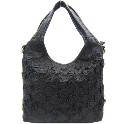 Designer Cow Leather Colorful Floral Patchwork Handbag Women's Tote Shoulder Bag
