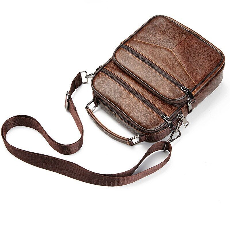 Men Genuine Leather Handbag Male Shoulder Bag Cowhide Leather Bag Men's Tote