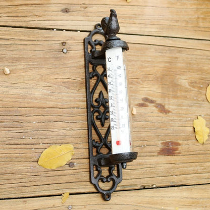 Wall-Mounted Thermometer Rustic European Home Garden Decors 5x8.3x27cm Cast Iron