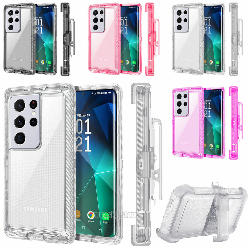 Luxury Clear Case Kickstand Clip Stand Holster Cover For Galaxy S21/ Ultra/ Plus