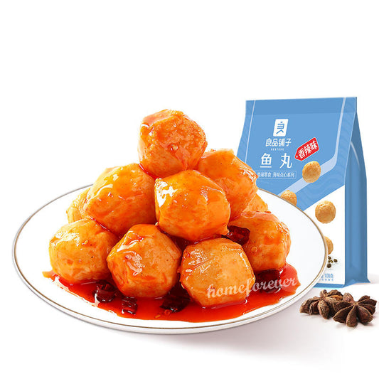 良品铺子鱼丸 烧烤味/香辣味 Liangpinpuzi Fish Ball Snacks BBQ Flavor/Spicy 100g x 2 Bags