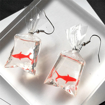 Handmade cute fish earrings water bag Dangle Hook pendant earrings g-ca