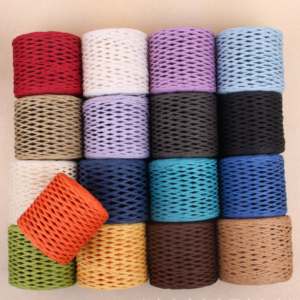 200M 2mm Raffia Paper Cord StrawRope Yarn DIY Crochet Summer Beach Hat Bag Craft
