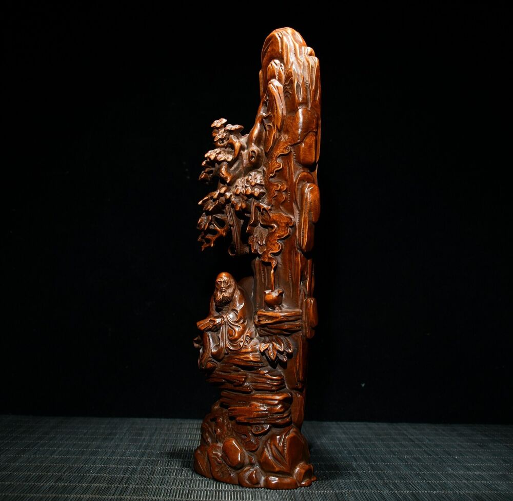 China Boxwood Carving Damo Buddha Statue Sculptures Wooden Figurines Decor Home