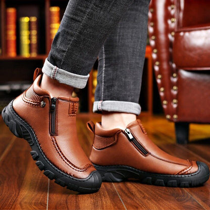 Men Winter Boots Leather Sneakers Warm Men's Boots Outdoor Hiking Boots Shoes