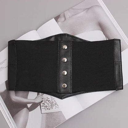 Women Wide Belt Plus Size Elastic Soft PU Leather Corset Waist Sweater Waistband