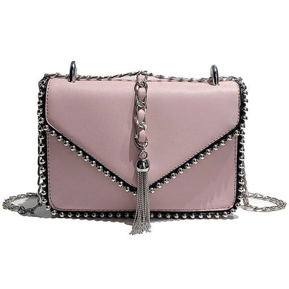 2 Layers Fringe Tassel Synthetic Leather Handbag Vintage Shoulder Bag 17*14*6 CM