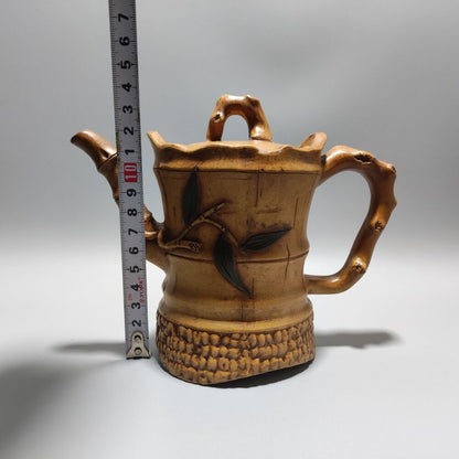 Vintage Chinese Yixing Purple Clay Teapot Zisha Ceramic Bamboo Nice Teaware Art