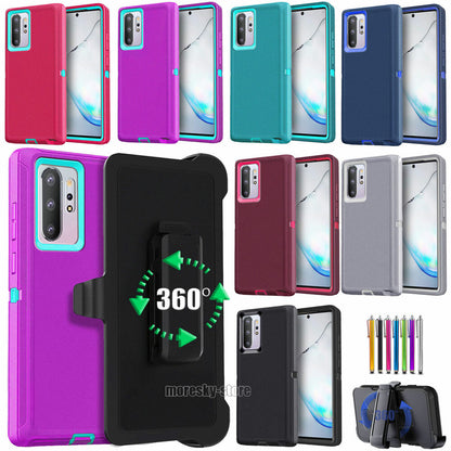 For Samsung Galaxy Note10 Plus Heavy Duty Rugged Hard Soft Case / Clip Holster