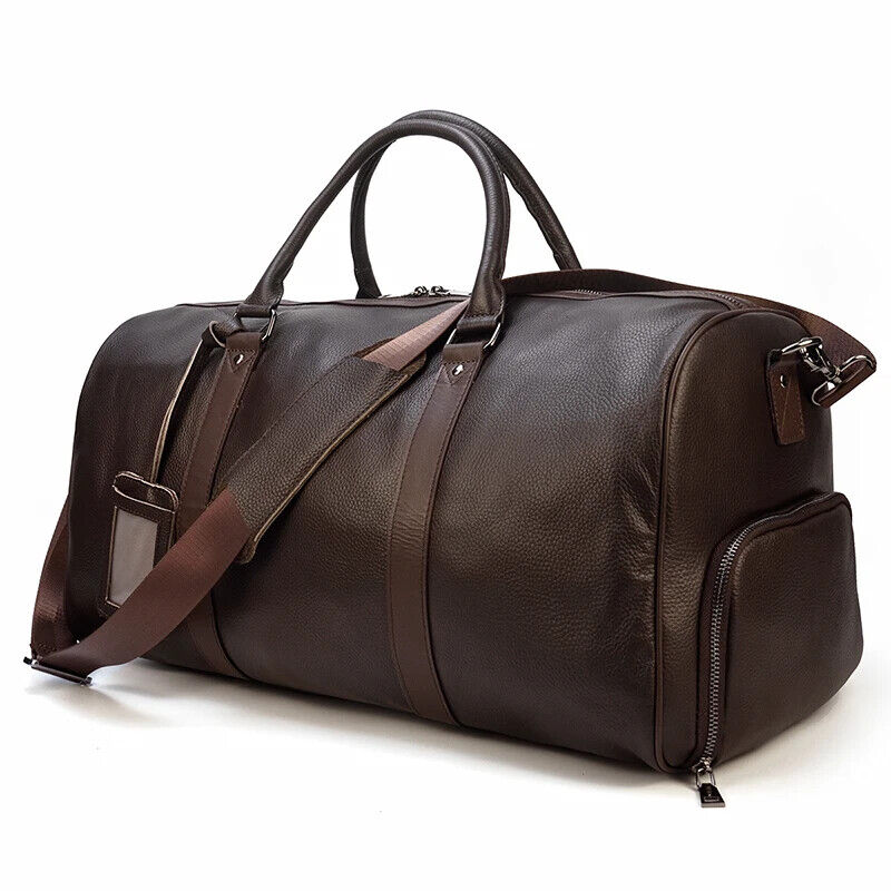 Men Women Travel Bag Cow Leather Carry On Luggage Bag Travel Shoulder Bag