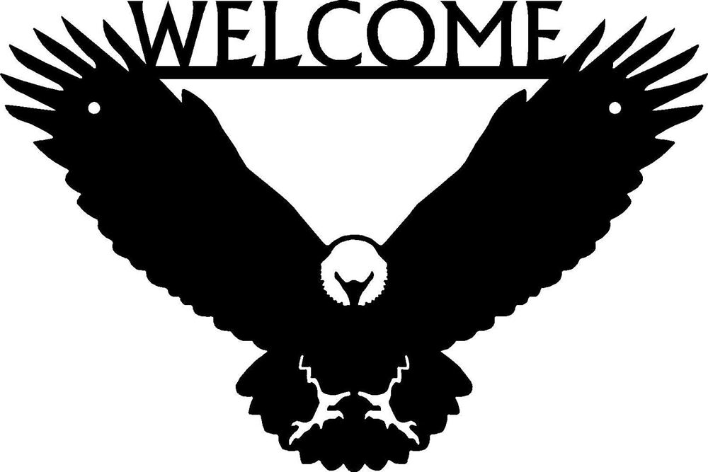Eagle Welcome Sign - Size 12" x 8" Metal Wall Art
