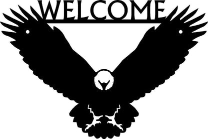 Eagle Welcome Sign - Size 12" x 8" Metal Wall Art