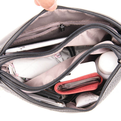 Mom Bag Shoulder Messenger Bag Multilayer Soft Leather Bag Satchel Wallet