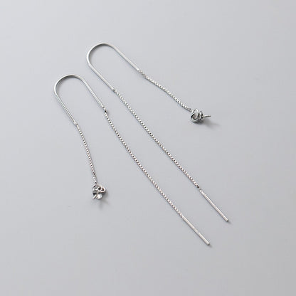 925 Sterling Silver Threader Ear Thread Earrings with Peg Cap DIY Findings
