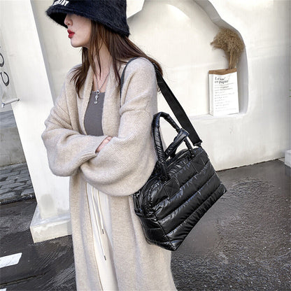 Women's Padded Bag Fabric Soft Shoulder Messenger Bag Female Hand Tote Bag