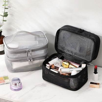 Luxury Clear Makeup Bag Mesh Cosmetic Purse Organizer Transparent Traveling Case
