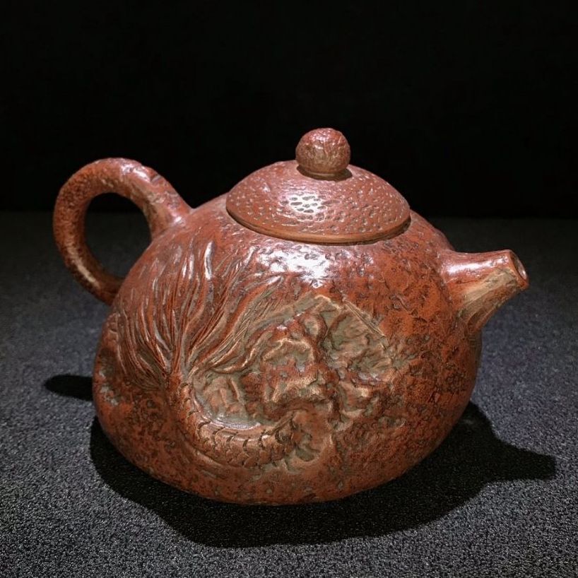 Vintage Chinese Yixing Purple Clay Teapot Zisha Ceramic Dragon Teaware Collector