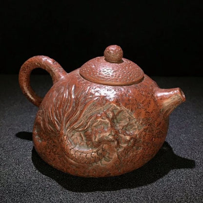 Vintage Chinese Yixing Purple Clay Teapot Zisha Ceramic Dragon Teaware Collector