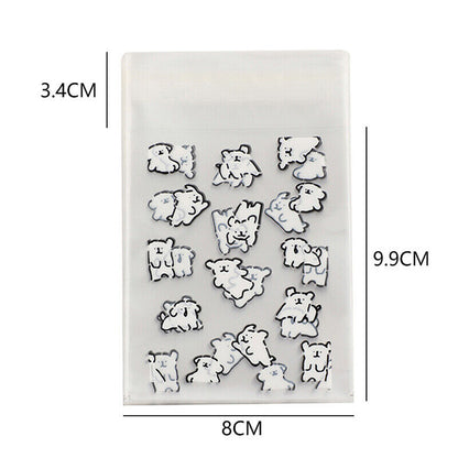 50PCS Transparent Self-adhesive Packing Storage Bag Cute Cartoon Dog Seal Bag