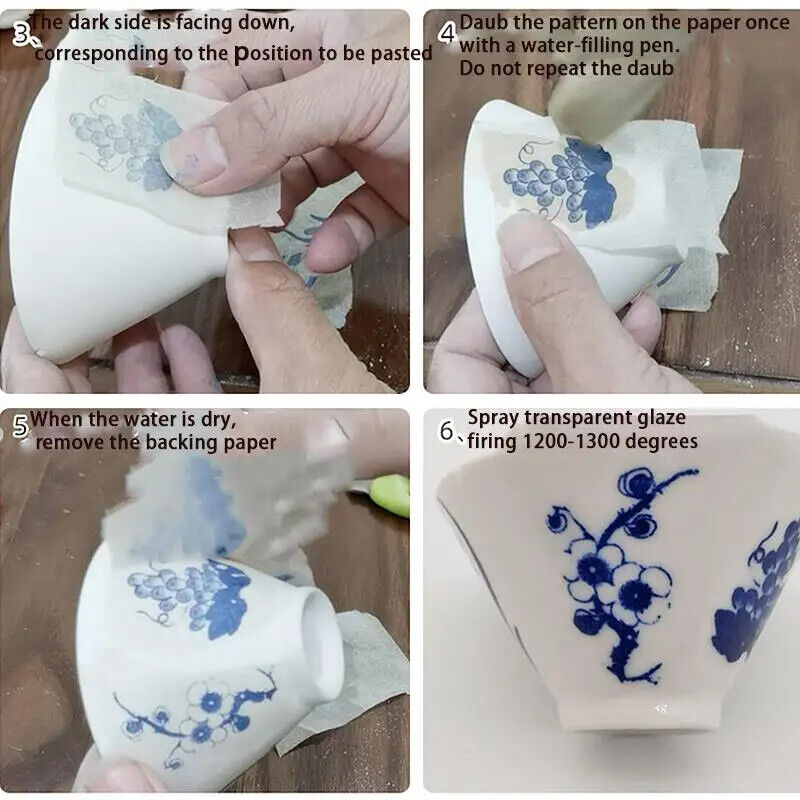 Ceramic Clay Transfer Paper Underglaze Colored Flower Decal Pottery Tool 47x35cm