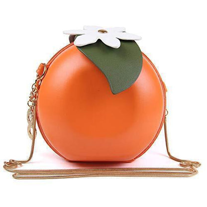 Women Girl Crossbody Bag Fashion PU Leather Fruit 3D Novelty Animal Orange