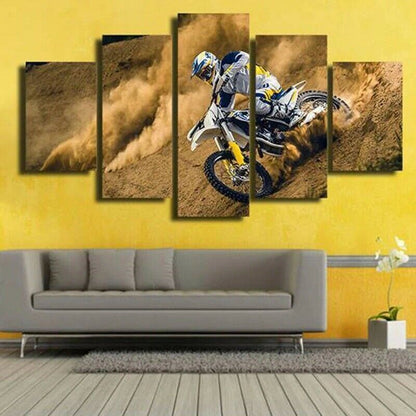 Motocross Dirt Bike Downhill 5 Piece canvas Wall Art Print Picture Home Decor