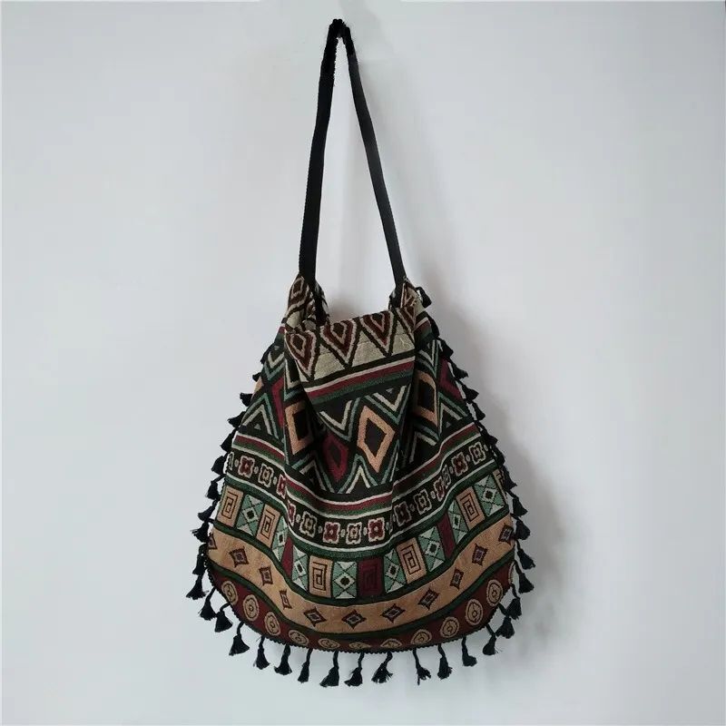 Vintage Shoulder Bag Tassel Boho Gypsy Fringed Handbags Open Bags 43*2*40 Cm 1PC