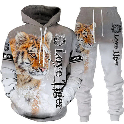 Printed Hoodie + Pants Suit Men/Women 2 Pcs Sportwear Tracksuit Set Winter Men's