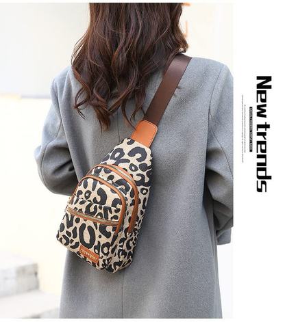 Hiriotin Leopard Print Chest Bag for Women Letter