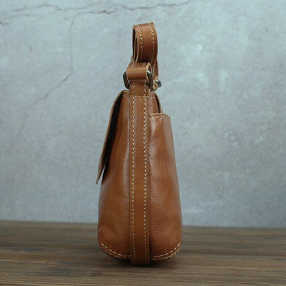 Vintage Messenger Bag Genuine Leather Shoulder Sling Purse 19*15*7CM Shell Brown