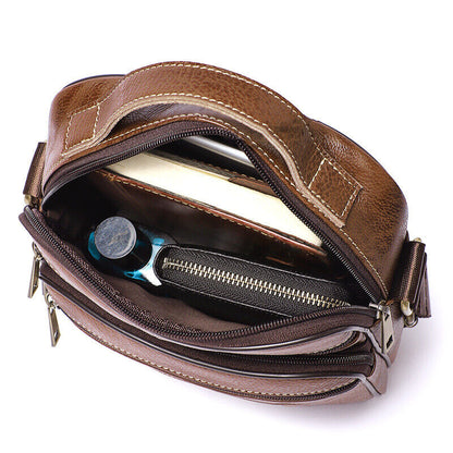 100% Genuine Leather Men's Sling Shoulder Messenger Bags 8" Handbags Crossbody