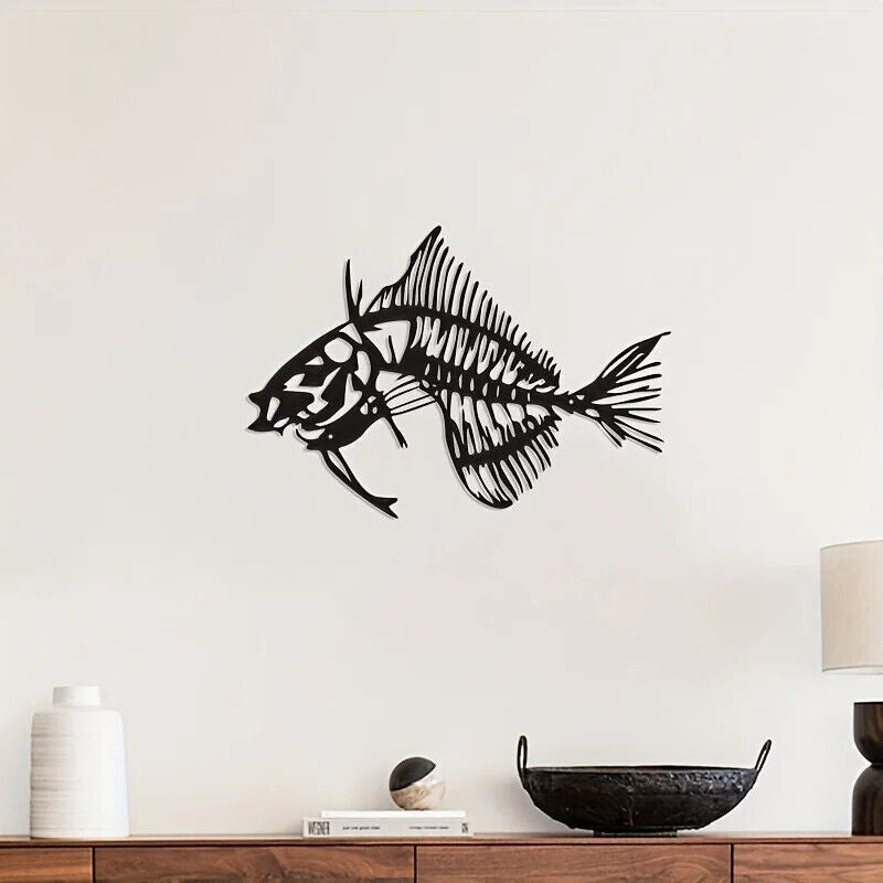 Metal Crafts Marine Fish Fishbone Ornaments Pendant Silhouette Iron Crafts