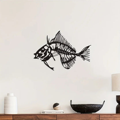 Metal Crafts Marine Fish Fishbone Ornaments Pendant Silhouette Iron Crafts