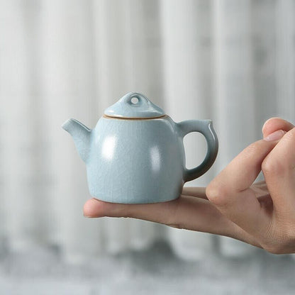 Mini Ru Kiln Teapot Fingertip Pot Small Capacity Ceramic Pocket Pot Tea Pet 60ml