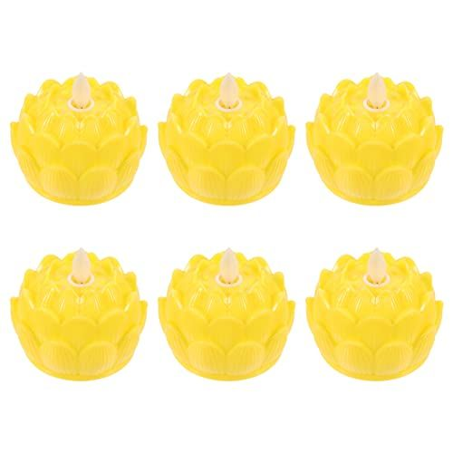 balacoo 6pcs Lotus Candle Light Flameless Buddha Candles Floating Tea Light...