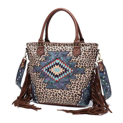 Retro Fashion Tassel PU Leather Shoulder Messenger Women's Bags Stock Tote Bags