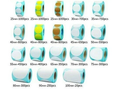 Direct Thermal Labels Roll White Round Stickers Packing Seal Adhesive Top Coated