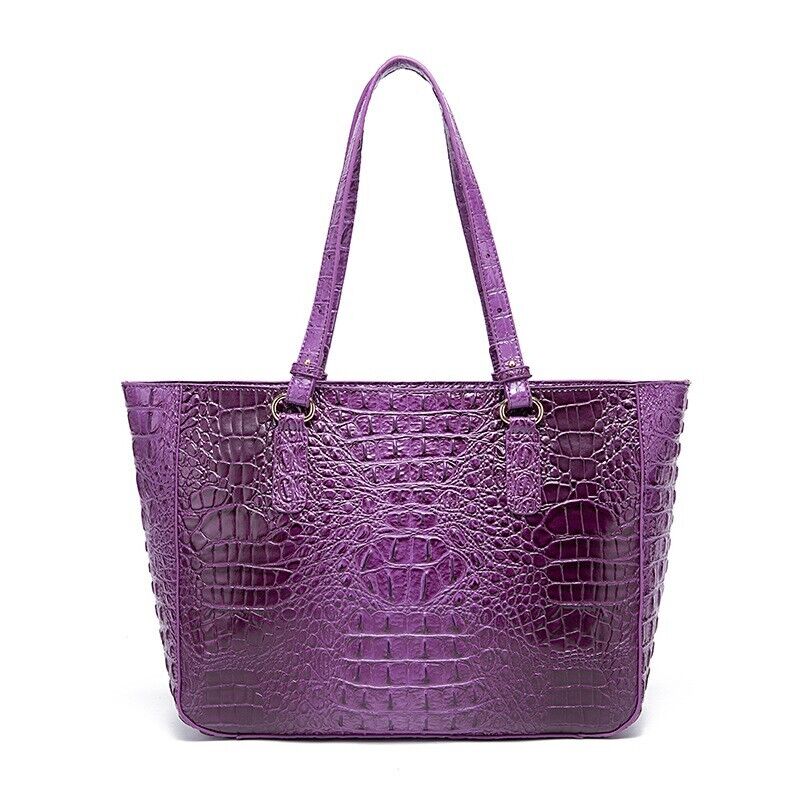 Patent Leather Women's Crocodile Handle Underarm Tote, Shoulder Party Bag Purple