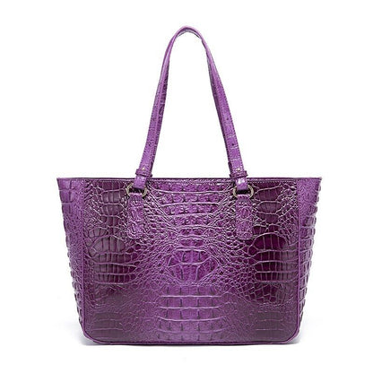 Patent Leather Women's Crocodile Handle Underarm Tote, Shoulder Party Bag Purple