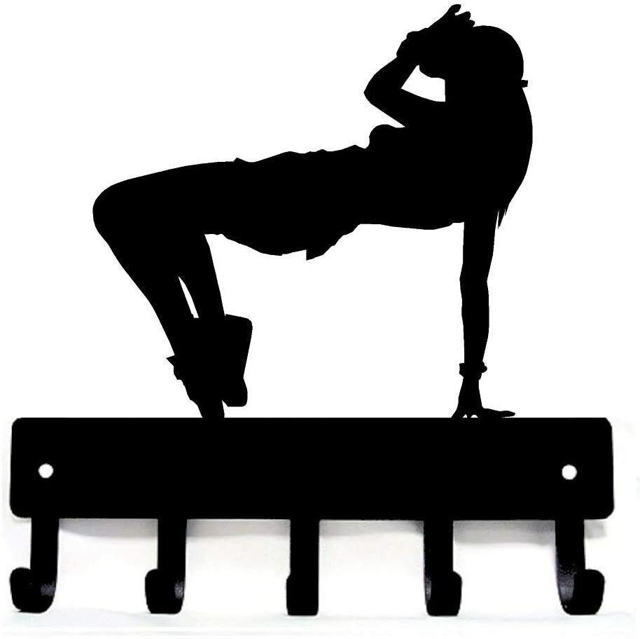 Hip Hop Girl Dance - Key Hooks Holder - 6 Inch Wide/9 Inch Wide Metal Wall Art