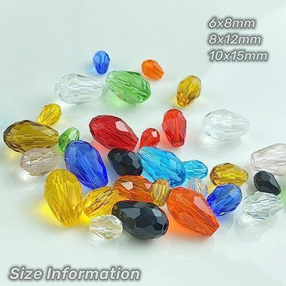 100pcs 6x8mm Crystal Glass Teardrop Beads Faceted Vertical Hole 6x8mm, Red