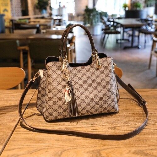 Shoulder Bag Women Crossbody Leather Ladies Shopper Plaid Big Handbags